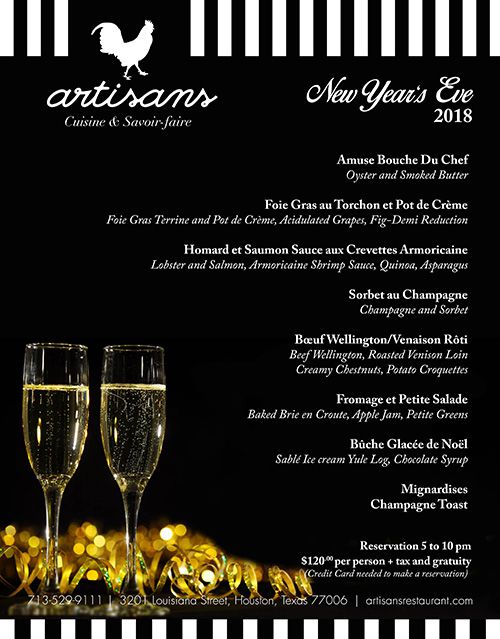 Best Restaurants in Houston - Artisans Cuisine & Savoir-faire for New Year's Eve